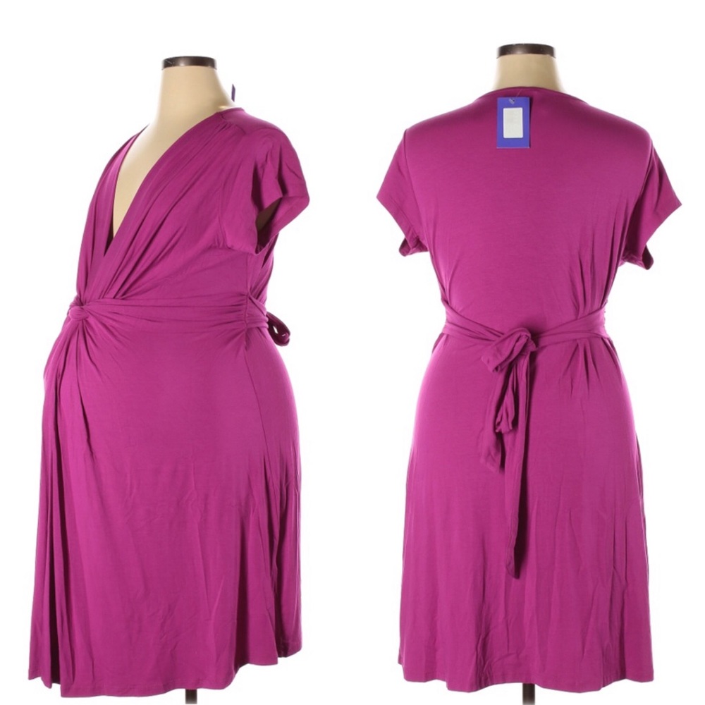 Seraphine Maternity Jolene Fuchsia V-Neck Dress